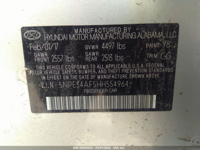 Photo 8 VIN: 5NPE34AF5HH554964 - HYUNDAI SONATA 