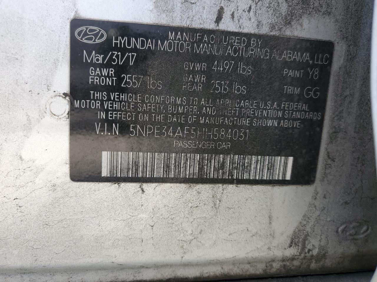 Photo 12 VIN: 5NPE34AF5HH584031 - HYUNDAI SONATA 