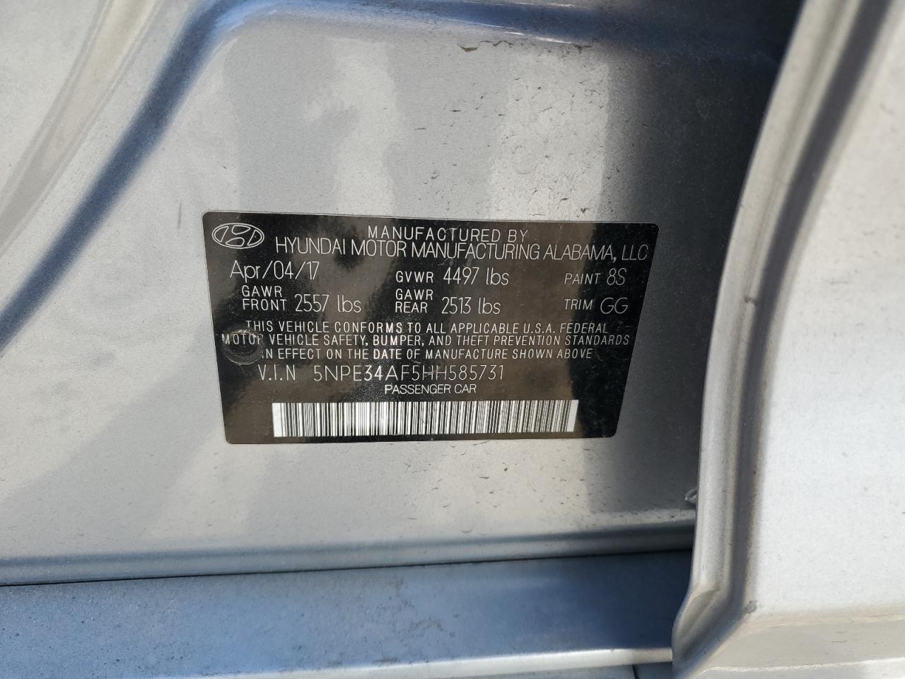 Photo 11 VIN: 5NPE34AF5HH585731 - HYUNDAI SONATA 