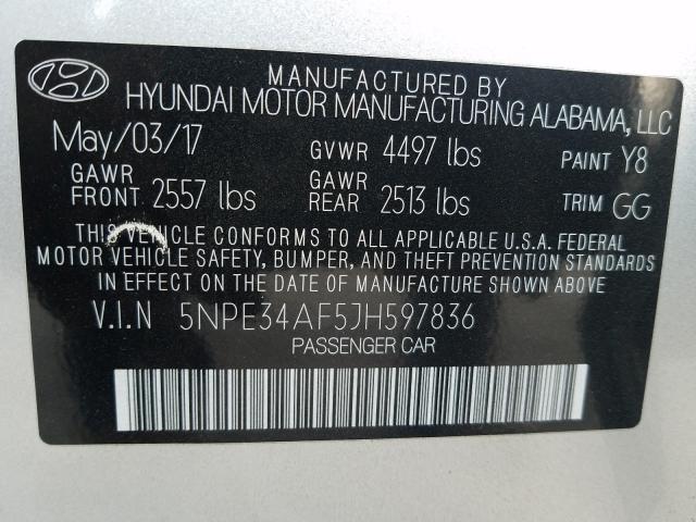 Photo 9 VIN: 5NPE34AF5JH597836 - HYUNDAI SONATA SPO 