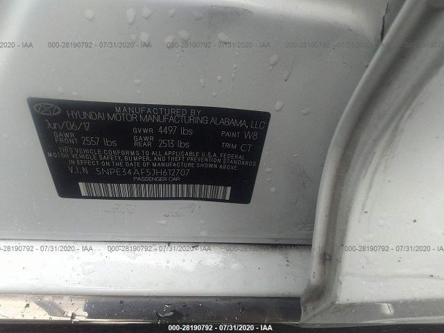 Photo 8 VIN: 5NPE34AF5JH612707 - HYUNDAI SONATA 