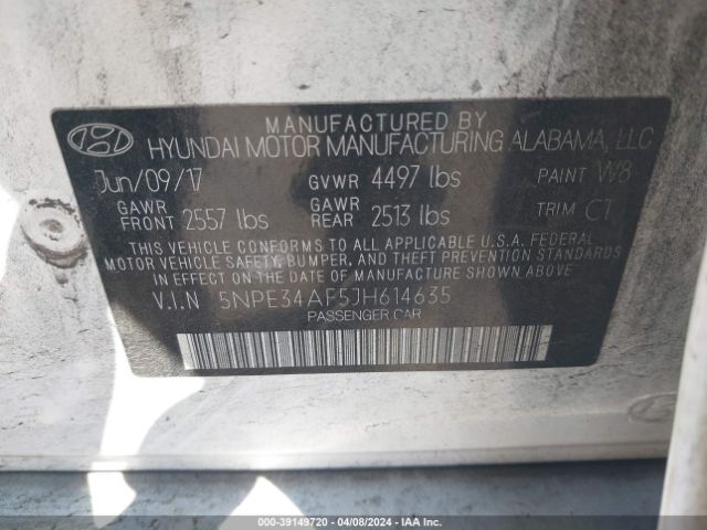 Photo 8 VIN: 5NPE34AF5JH614635 - HYUNDAI SONATA 