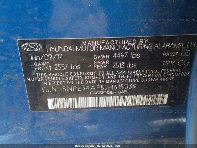 Photo 8 VIN: 5NPE34AF5JH615039 - HYUNDAI SONATA 