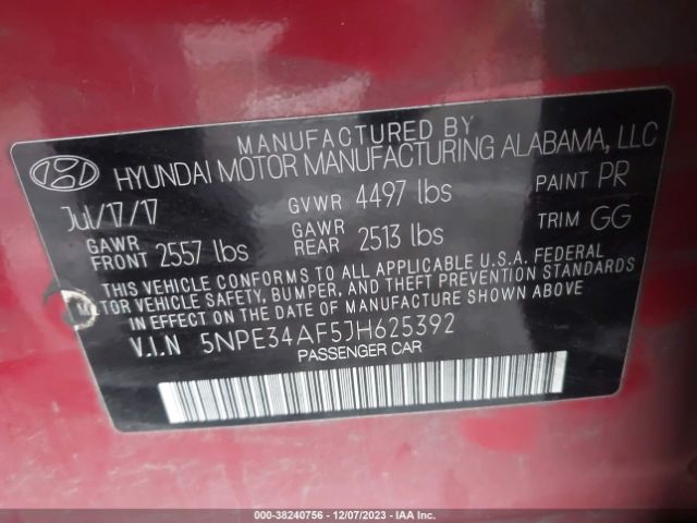 Photo 8 VIN: 5NPE34AF5JH625392 - HYUNDAI SONATA 