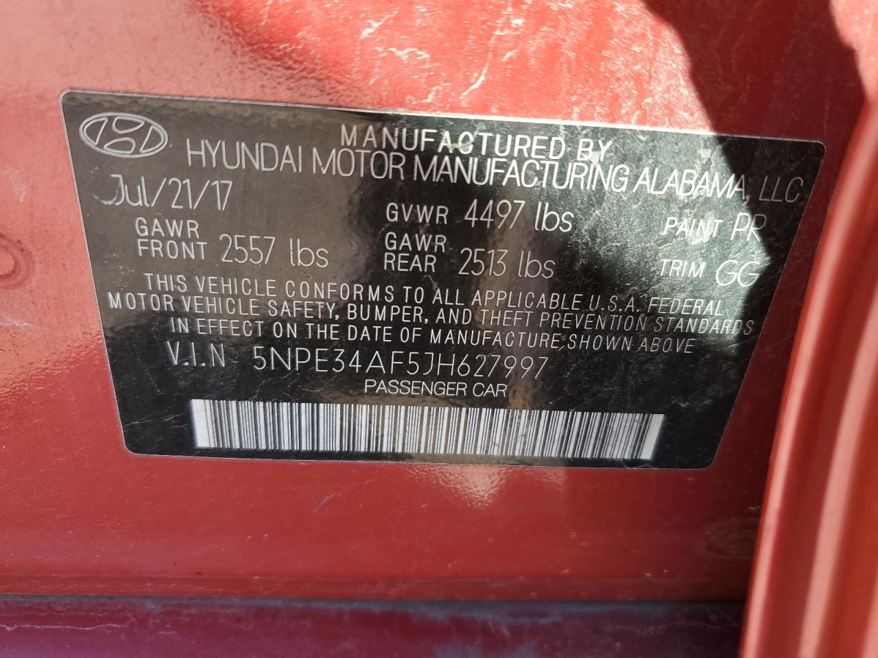 Photo 12 VIN: 5NPE34AF5JH627997 - HYUNDAI SONATA 