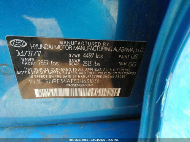 Photo 8 VIN: 5NPE34AF5JH631838 - HYUNDAI SONATA 