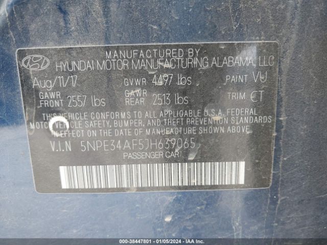 Photo 8 VIN: 5NPE34AF5JH639065 - HYUNDAI SONATA 