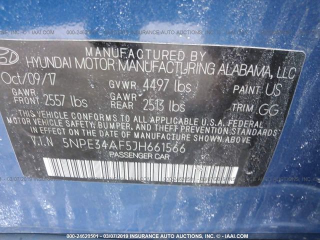 Photo 8 VIN: 5NPE34AF5JH661566 - HYUNDAI SONATA 