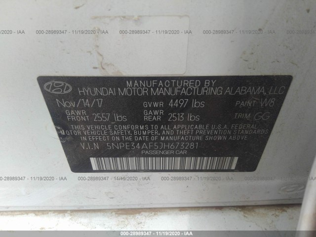 Photo 8 VIN: 5NPE34AF5JH673281 - HYUNDAI SONATA 