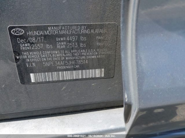 Photo 8 VIN: 5NPE34AF5JH678514 - HYUNDAI SONATA 