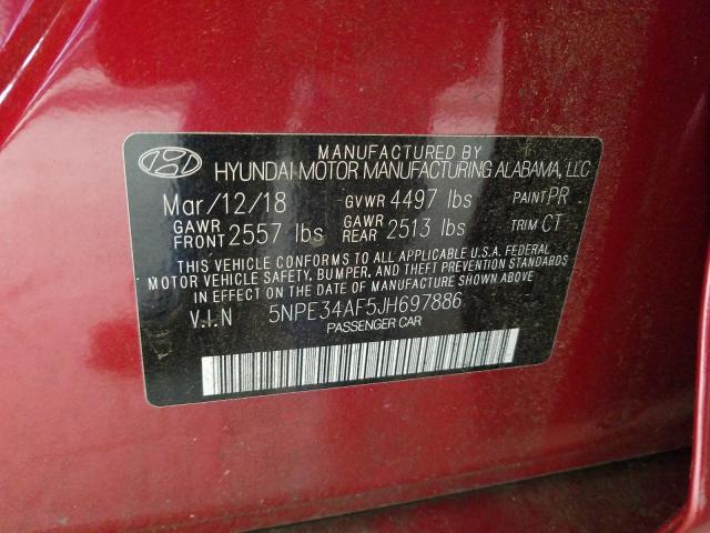 Photo 9 VIN: 5NPE34AF5JH697886 - HYUNDAI SONATA SPO 