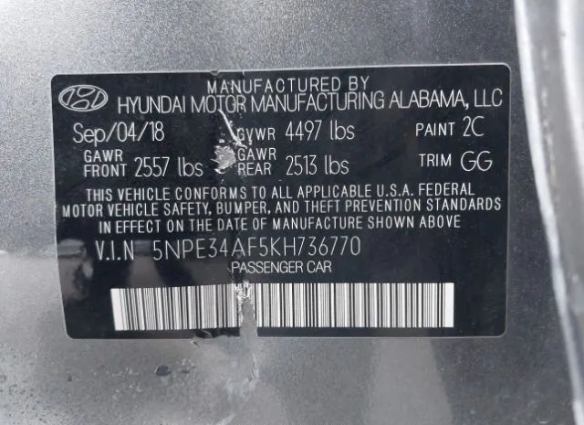 Photo 8 VIN: 5NPE34AF5KH736770 - HYUNDAI SONATA 