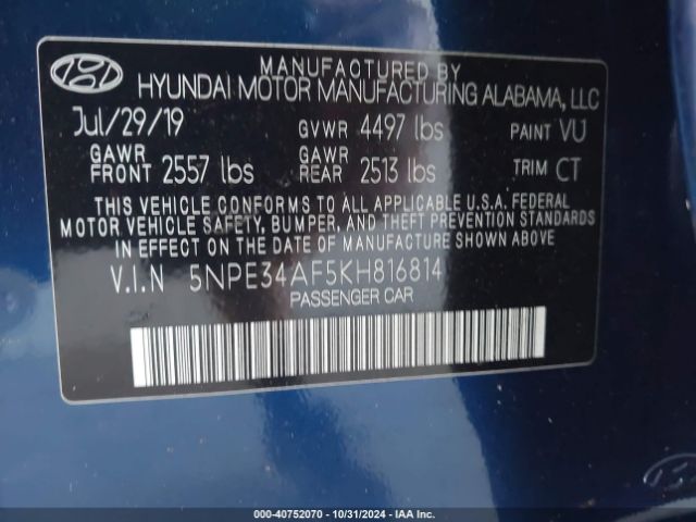 Photo 8 VIN: 5NPE34AF5KH816814 - HYUNDAI SONATA 