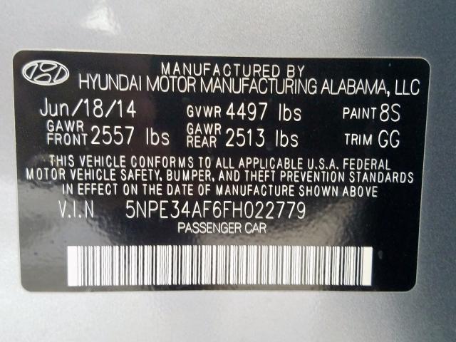 Photo 9 VIN: 5NPE34AF6FH022779 - HYUNDAI SONATA 