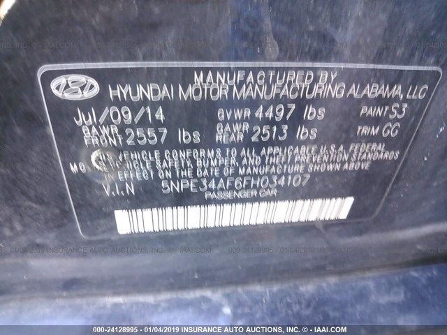 Photo 8 VIN: 5NPE34AF6FH034107 - HYUNDAI SONATA 