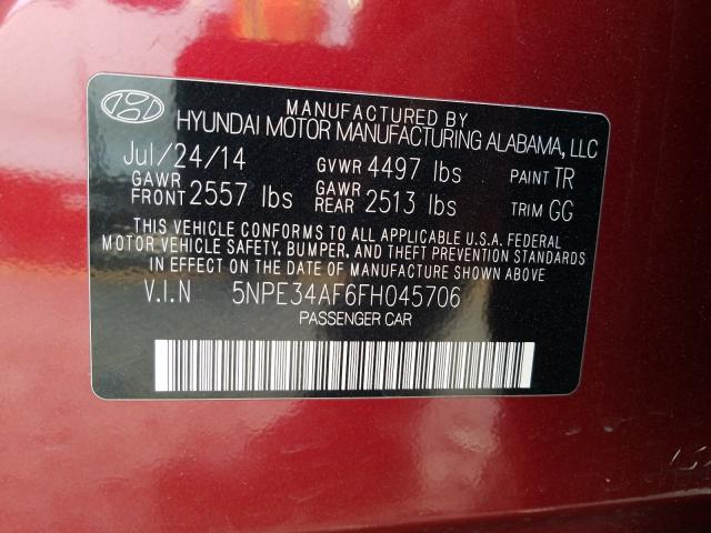 Photo 9 VIN: 5NPE34AF6FH045706 - HYUNDAI SONATA SPO 