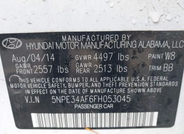 Photo 8 VIN: 5NPE34AF6FH053045 - HYUNDAI SONATA 