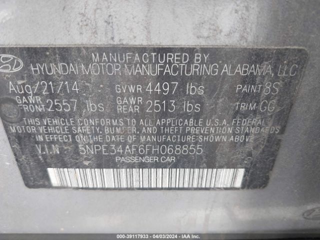 Photo 8 VIN: 5NPE34AF6FH068855 - HYUNDAI SONATA 