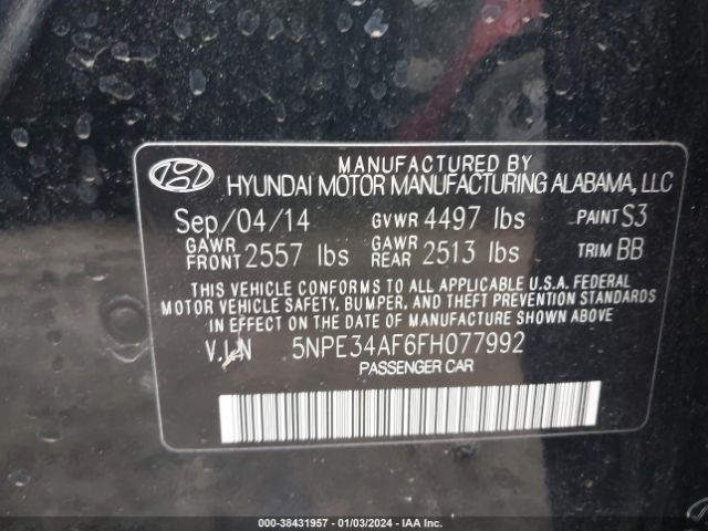 Photo 8 VIN: 5NPE34AF6FH077992 - HYUNDAI SONATA 