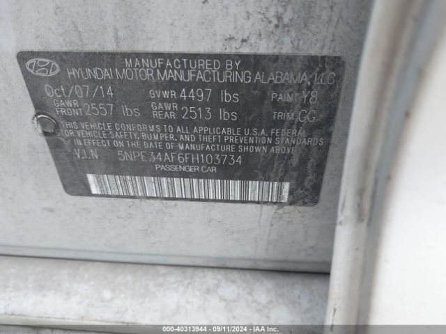 Photo 8 VIN: 5NPE34AF6FH103734 - HYUNDAI SONATA 