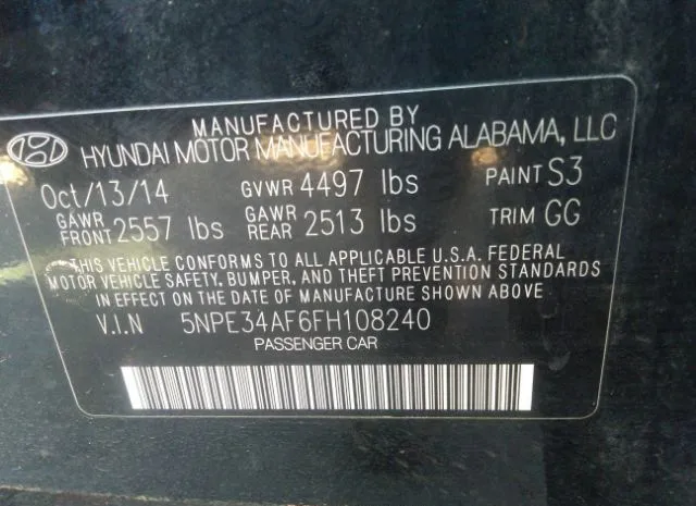 Photo 8 VIN: 5NPE34AF6FH108240 - HYUNDAI SONATA 