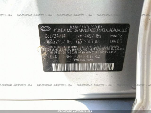 Photo 8 VIN: 5NPE34AF6FH117603 - HYUNDAI SONATA 