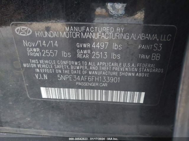 Photo 8 VIN: 5NPE34AF6FH133901 - HYUNDAI SONATA 