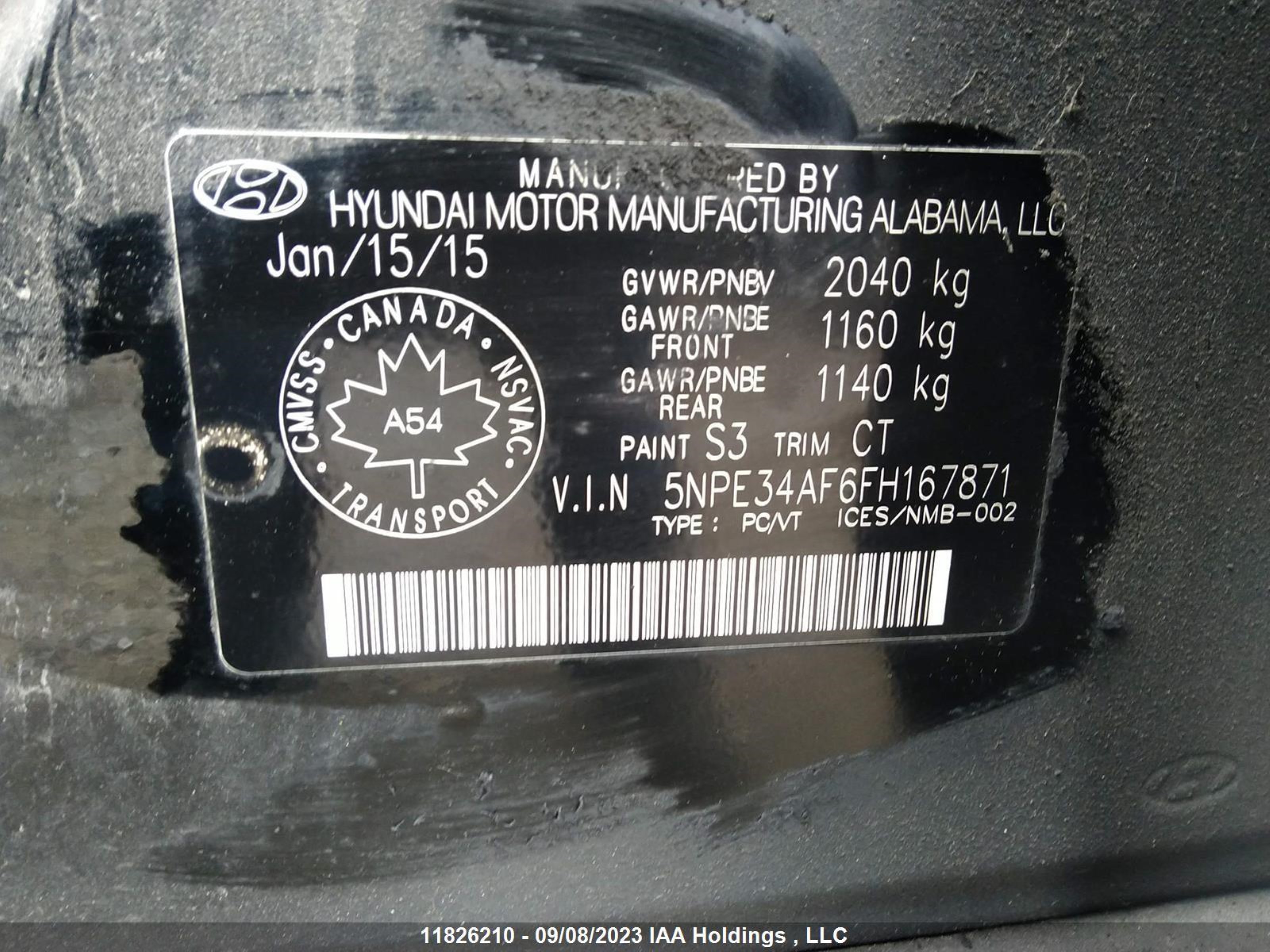 Photo 8 VIN: 5NPE34AF6FH167871 - HYUNDAI SONATA 