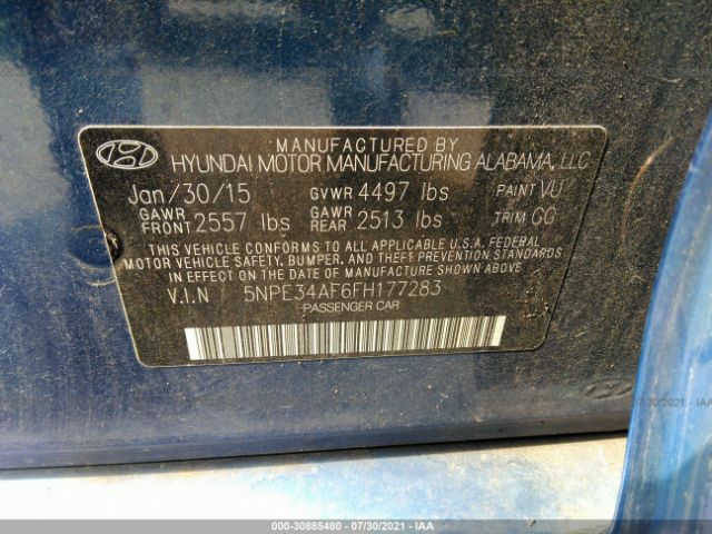 Photo 8 VIN: 5NPE34AF6FH177283 - HYUNDAI SONATA 