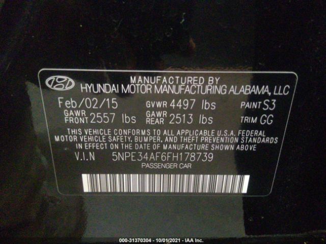 Photo 8 VIN: 5NPE34AF6FH178739 - HYUNDAI SONATA 