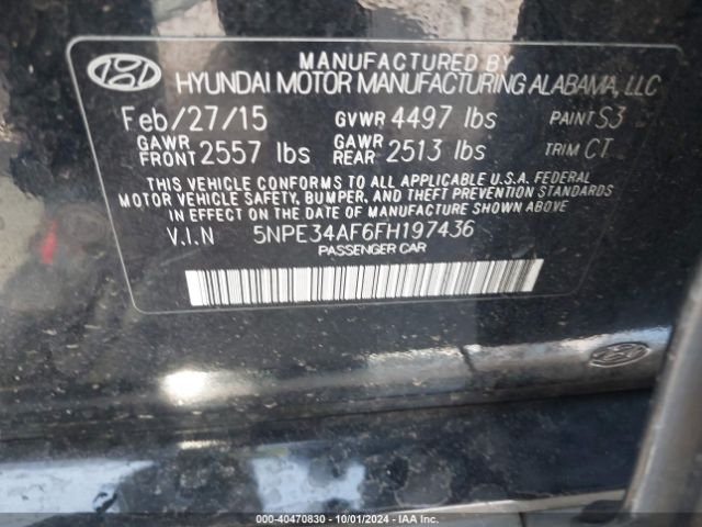 Photo 8 VIN: 5NPE34AF6FH197436 - HYUNDAI SONATA 