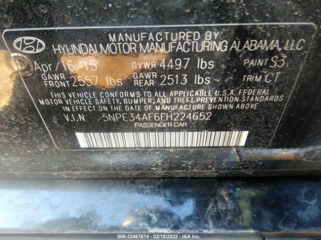 Photo 8 VIN: 5NPE34AF6FH224652 - HYUNDAI SONATA 