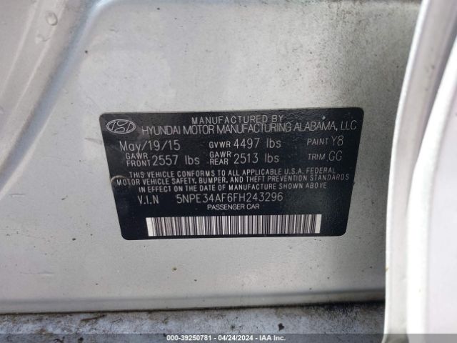 Photo 8 VIN: 5NPE34AF6FH243296 - HYUNDAI SONATA 