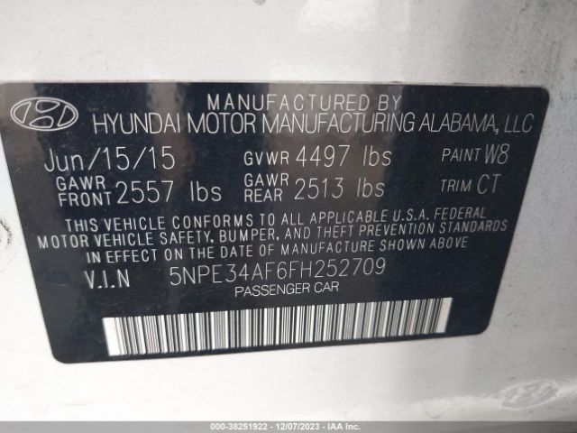 Photo 8 VIN: 5NPE34AF6FH252709 - HYUNDAI SONATA 