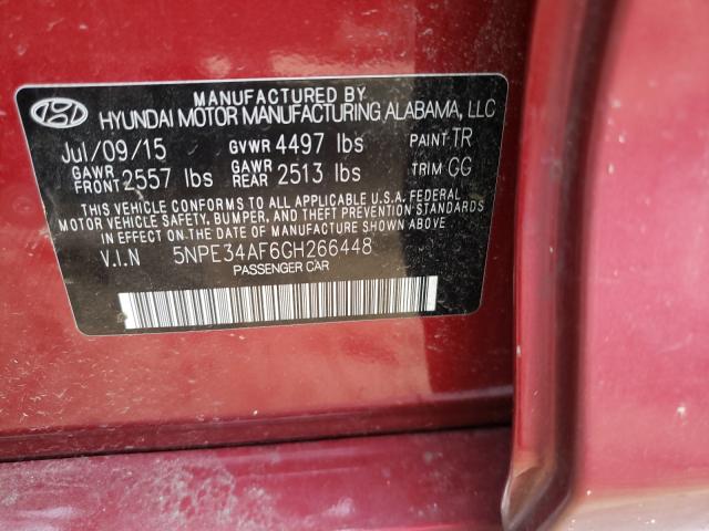 Photo 9 VIN: 5NPE34AF6GH266448 - HYUNDAI SONATA SPO 