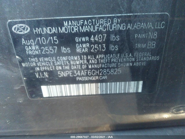 Photo 8 VIN: 5NPE34AF6GH285825 - HYUNDAI SONATA 