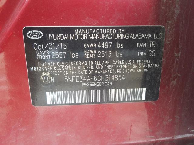 Photo 9 VIN: 5NPE34AF6GH314854 - HYUNDAI SONATA SPO 