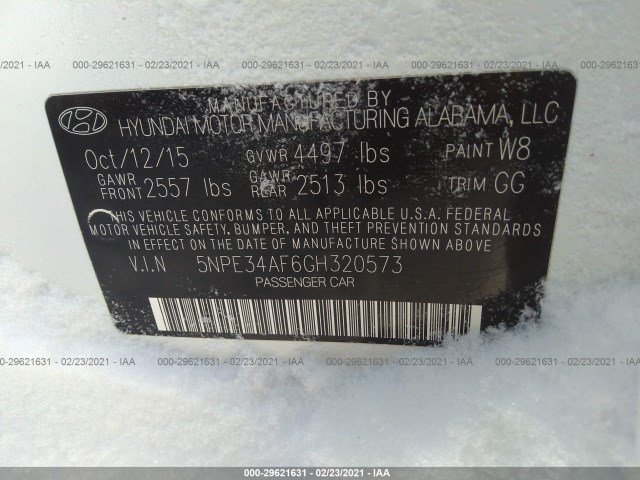 Photo 8 VIN: 5NPE34AF6GH320573 - HYUNDAI SONATA 