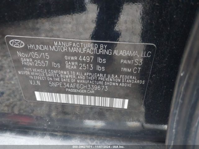 Photo 8 VIN: 5NPE34AF6GH339673 - HYUNDAI SONATA 