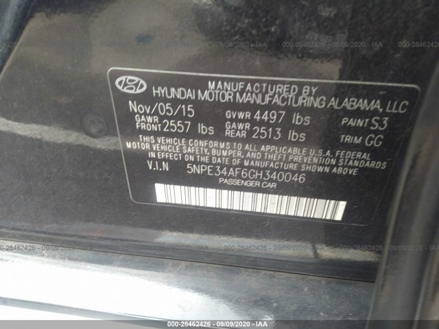 Photo 8 VIN: 5NPE34AF6GH340046 - HYUNDAI SONATA 