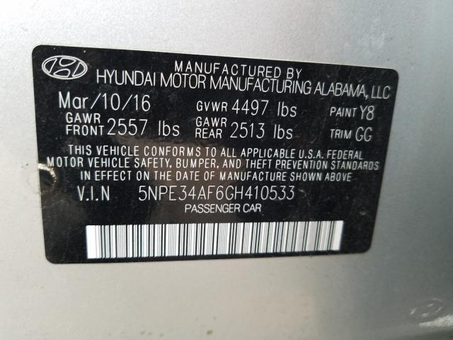 Photo 9 VIN: 5NPE34AF6GH410533 - HYUNDAI SONATA SPO 