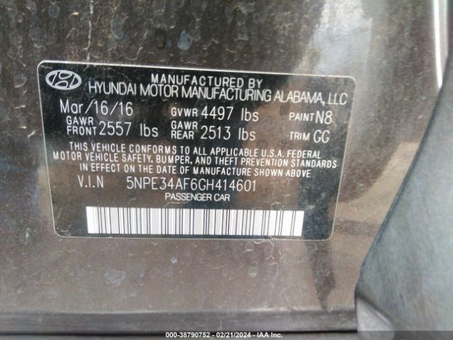 Photo 8 VIN: 5NPE34AF6GH414601 - HYUNDAI SONATA 