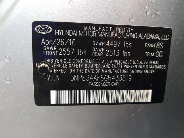 Photo 9 VIN: 5NPE34AF6GH433519 - HYUNDAI SONATA SPO 