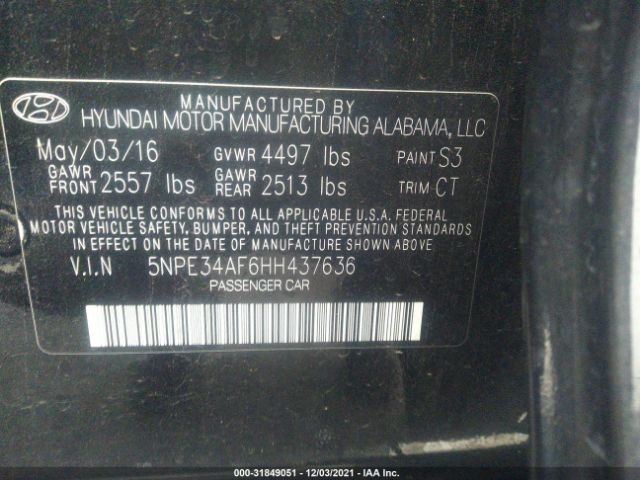 Photo 8 VIN: 5NPE34AF6HH437636 - HYUNDAI SONATA 