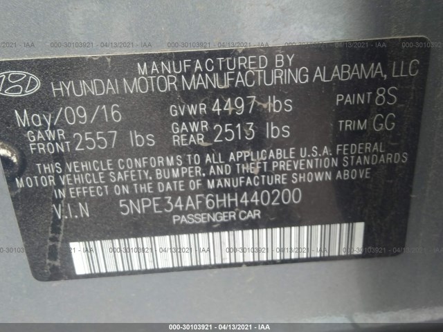 Photo 8 VIN: 5NPE34AF6HH440200 - HYUNDAI SONATA 