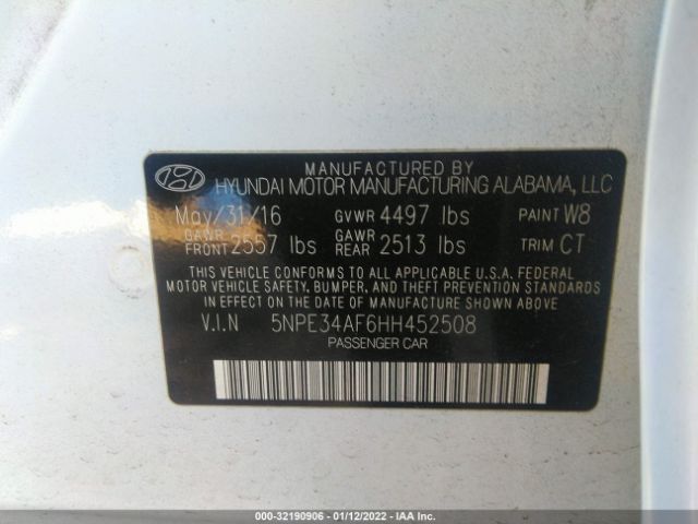 Photo 8 VIN: 5NPE34AF6HH452508 - HYUNDAI SONATA 