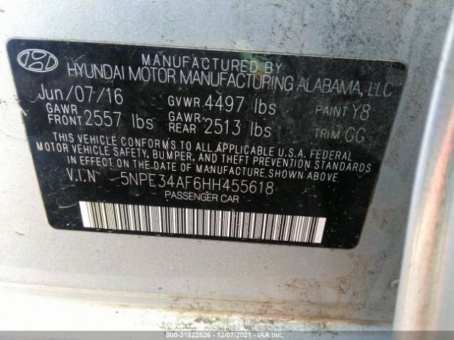 Photo 8 VIN: 5NPE34AF6HH455618 - HYUNDAI SONATA 