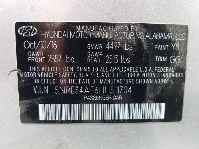 Photo 9 VIN: 5NPE34AF6HH511704 - HYUNDAI SONATA SPO 