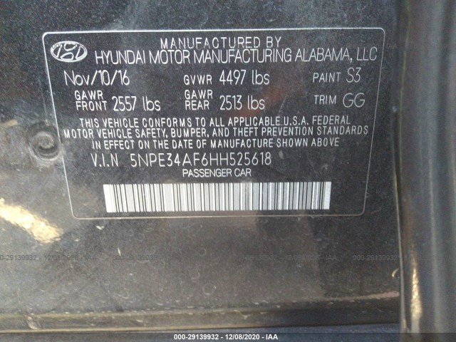 Photo 8 VIN: 5NPE34AF6HH525618 - HYUNDAI SONATA 