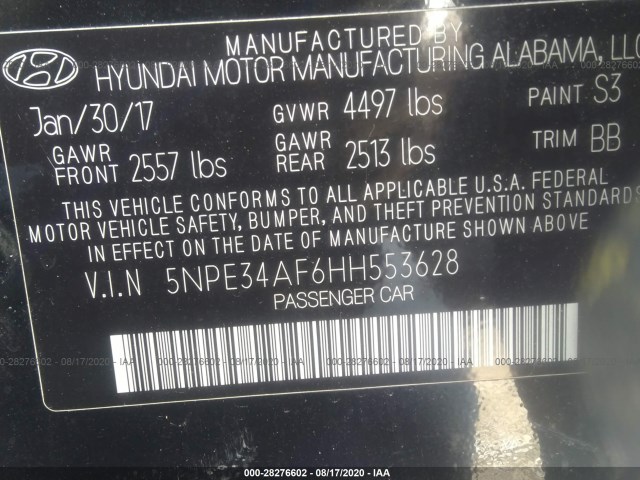 Photo 8 VIN: 5NPE34AF6HH553628 - HYUNDAI SONATA 